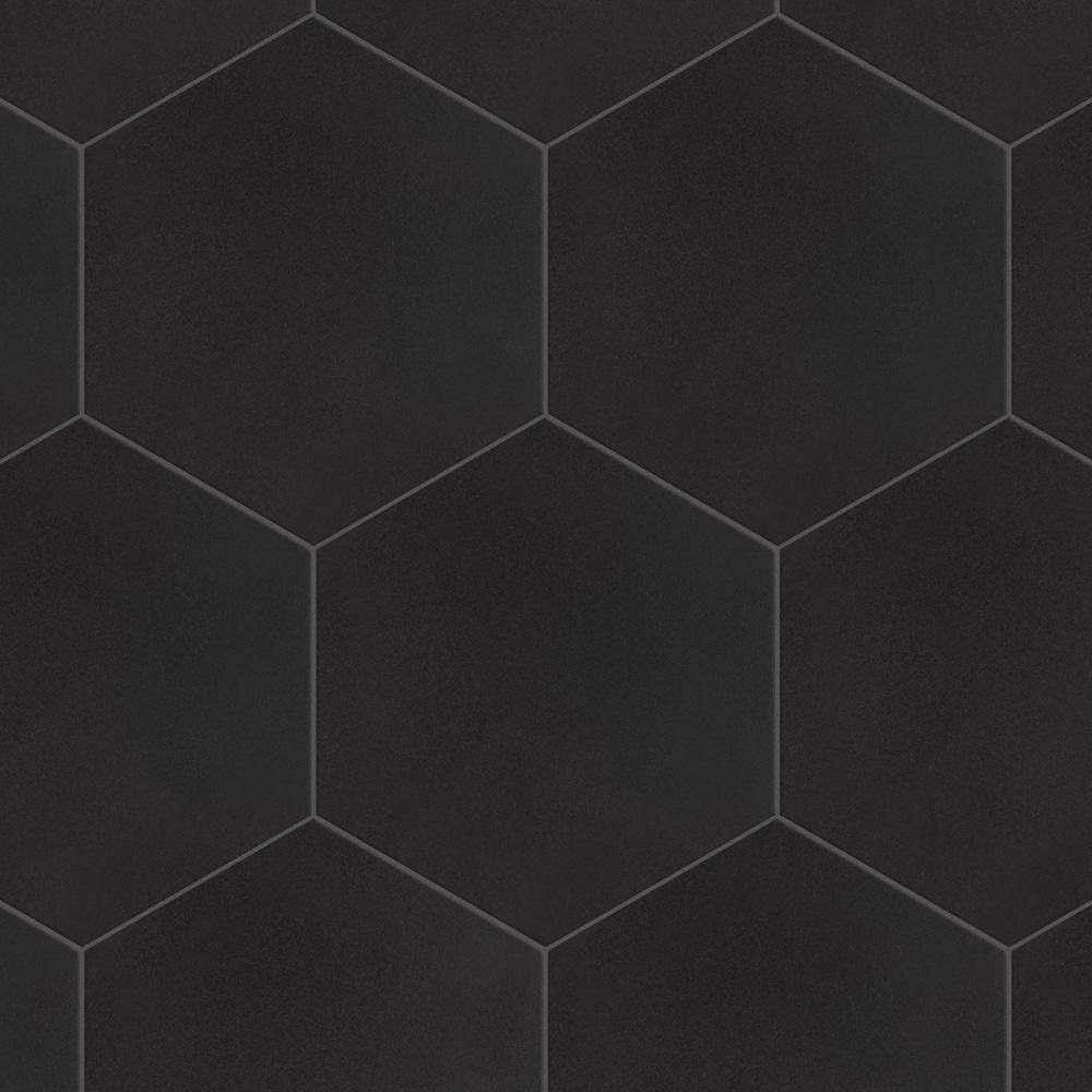 Merola Tile Textile Basic Hex Black 8-58 in. x 9-78 in. Porcelain Floor and Wall Tile (11.5 sq. ft.Case) FCD10BTX