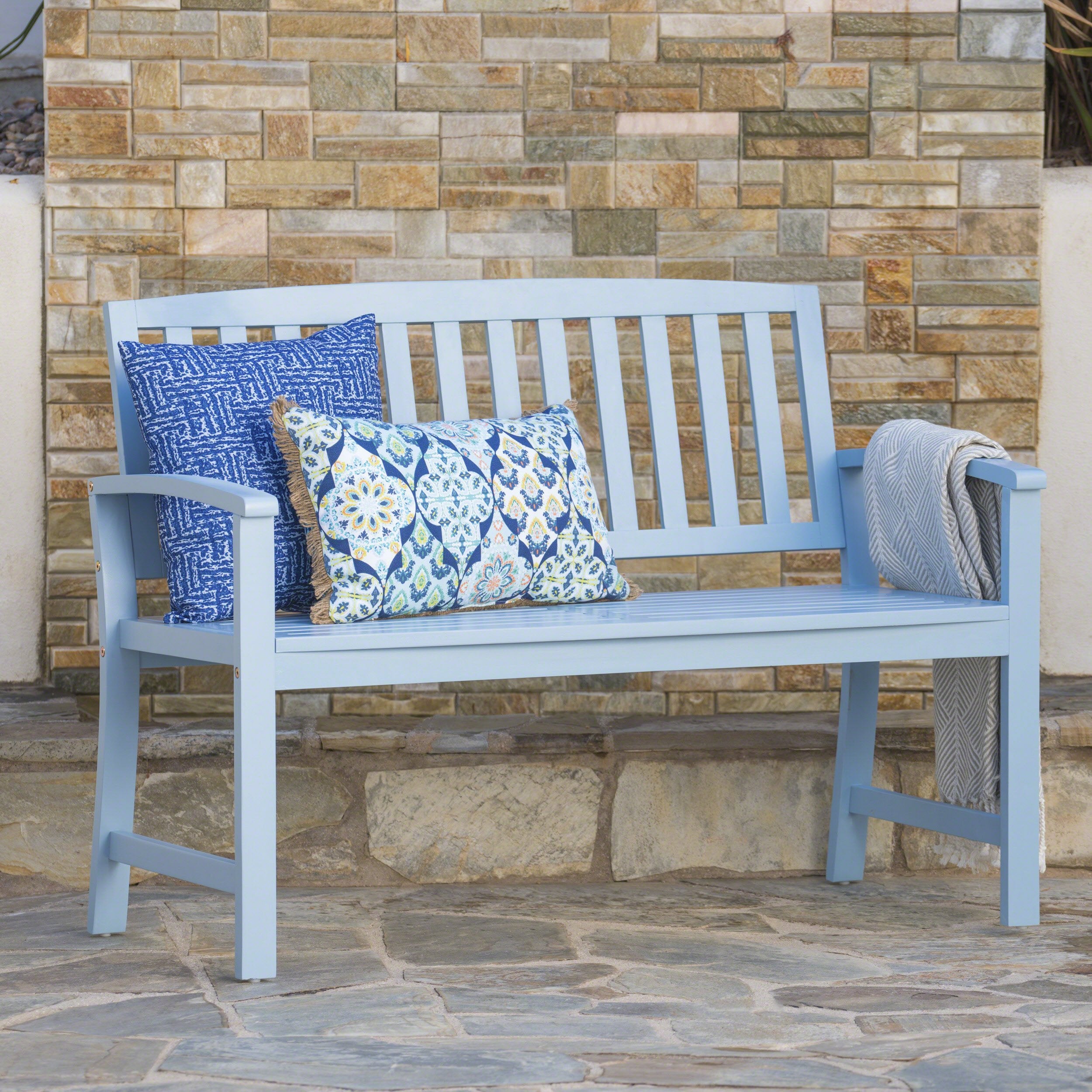 Lola Outdoor Acacia Wood Bench