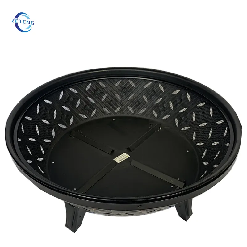 ZT Black Wood Burning Fire Bowl Round Metal Fire Pit Portable Outdoor Fire pits