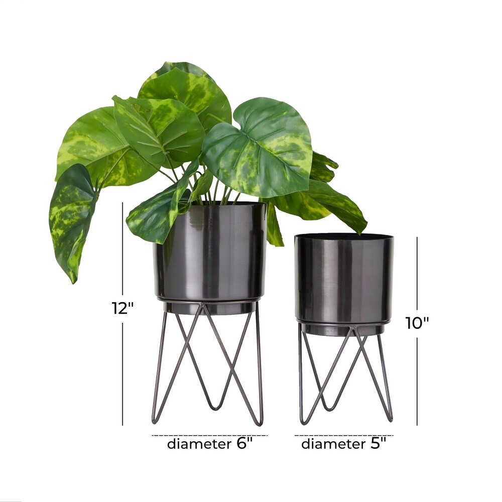 CosmoLiving by Cosmopolitan Metal Modern Planter (Set of 2)   S/2 12\