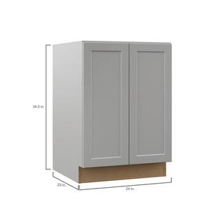 Hampton Bay Designer Series Melvern Assembled 24x34.5x23.75 in. Full Height Door Base Kitchen Cabinet in Heron Gray BF24-MLGR