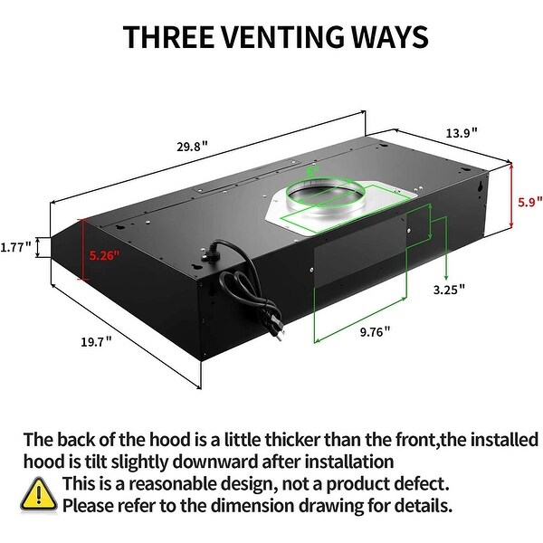 30 inch Under Cabinet Range Hood with 3 Way Venting 500 CFM Kitchen Vent Hood