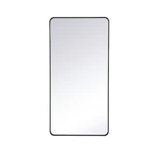 Timeless Home 60 in. H x 30 in. W Black Modern Soft Corner Rectangular Wall Mirror WM1603060BK