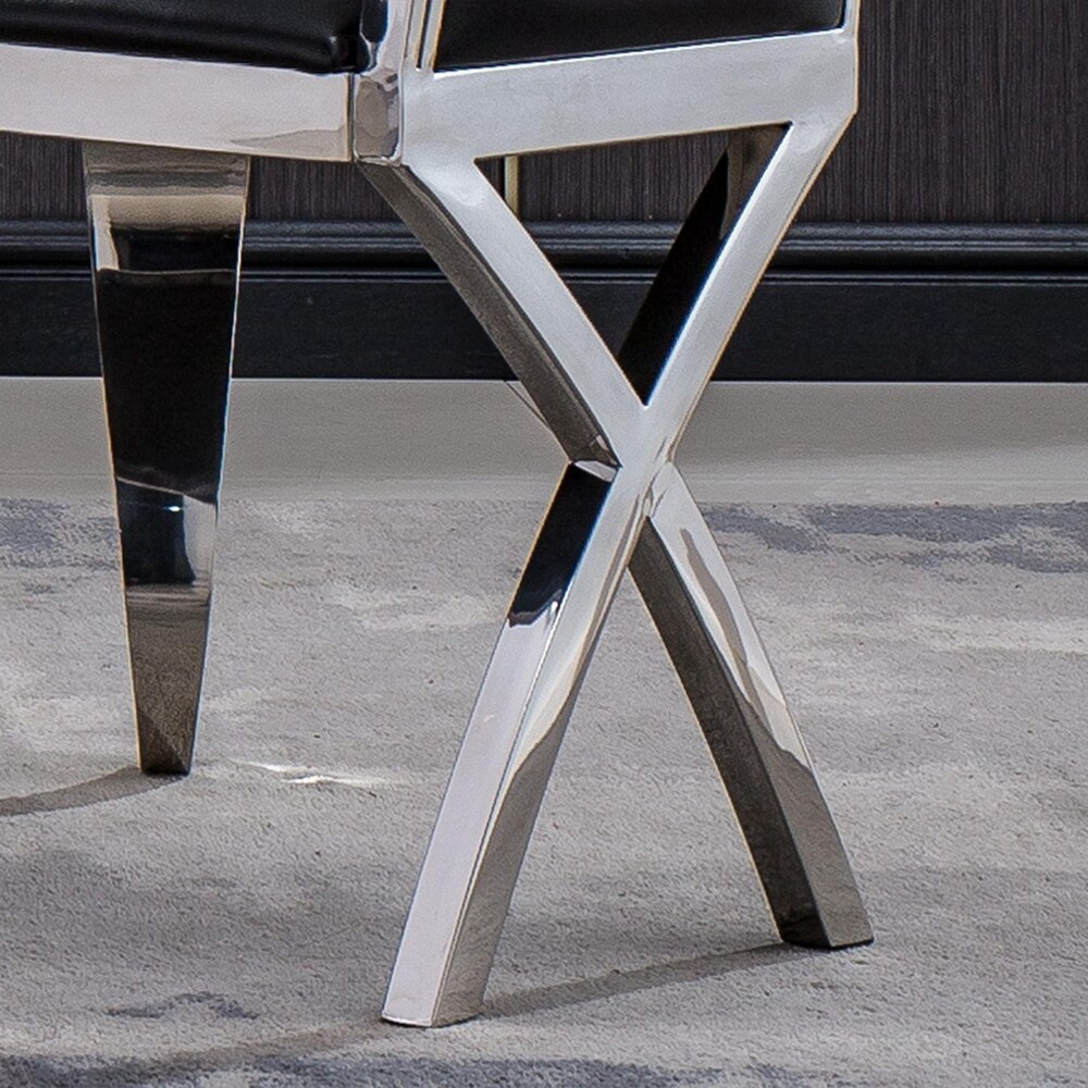 Leatherette Dining Chair with Stainless Steel Legs Set of 2