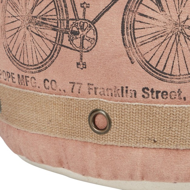 Cotton Pouf Featuring A Screenprinted Bicycle Illustration With Script Olivia amp May