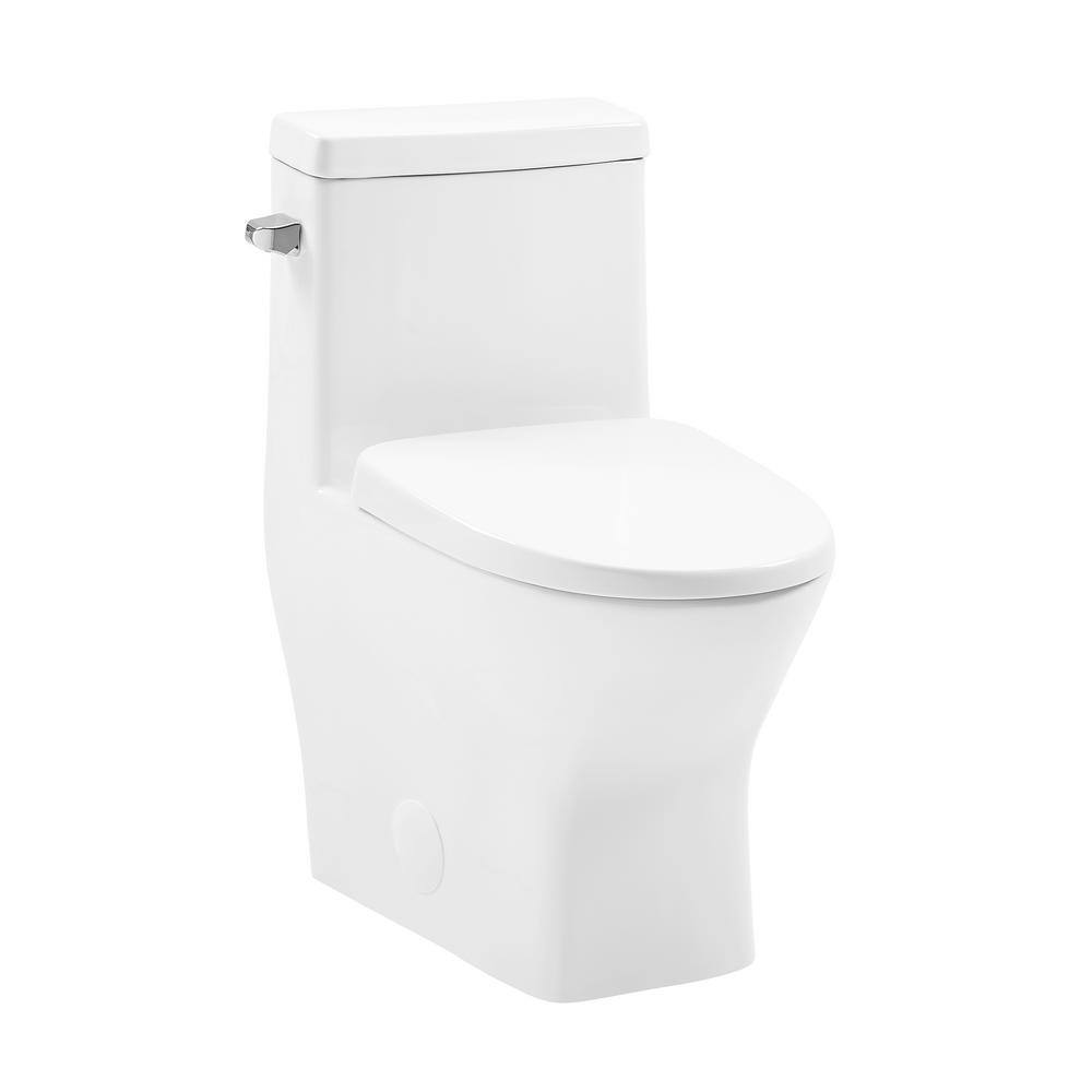 Swiss Madison Sublime II 1-Piece 1.28 GPF Single Flush Round Toilet in Glossy White Seat Included SM-1T260