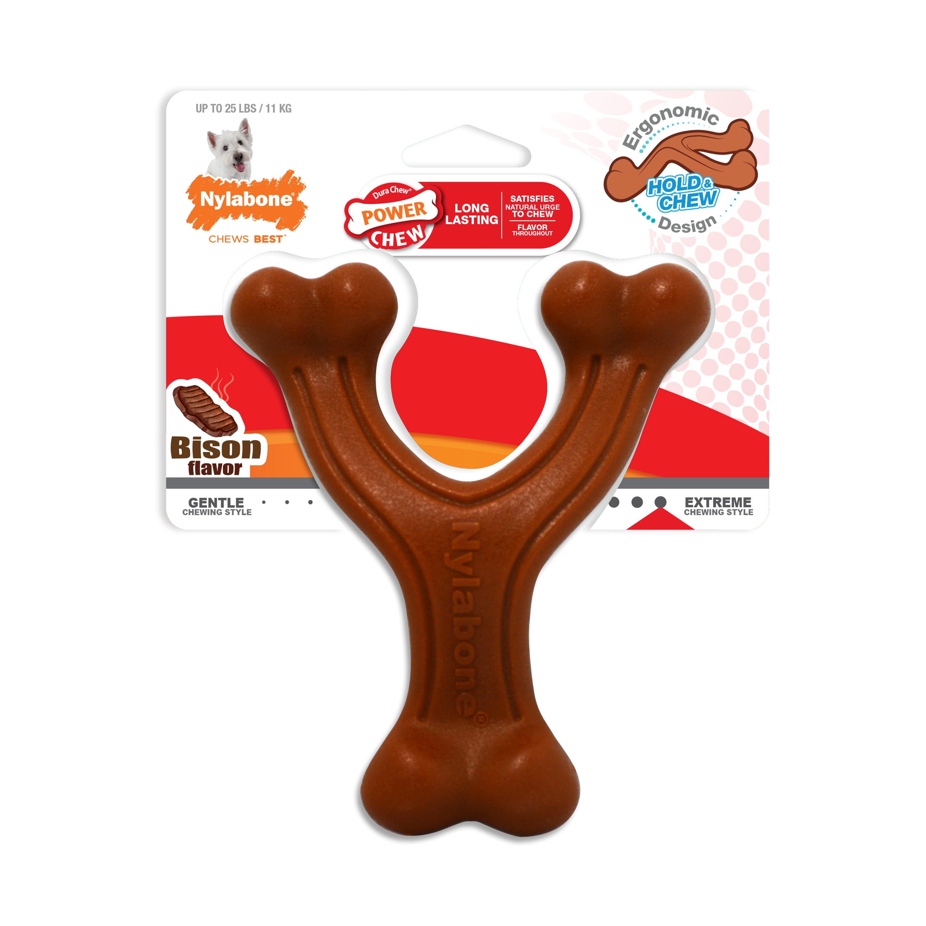 Nylabone Power Chew Bison Wishbone Dog Toy， Regular