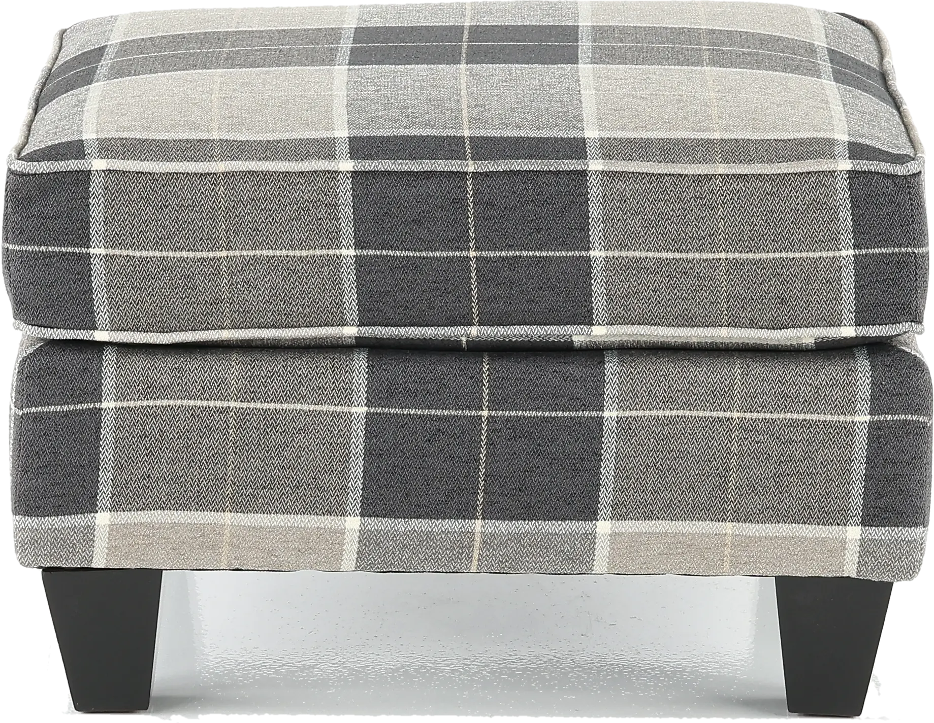 Storm Gray Plaid Accent Ottoman