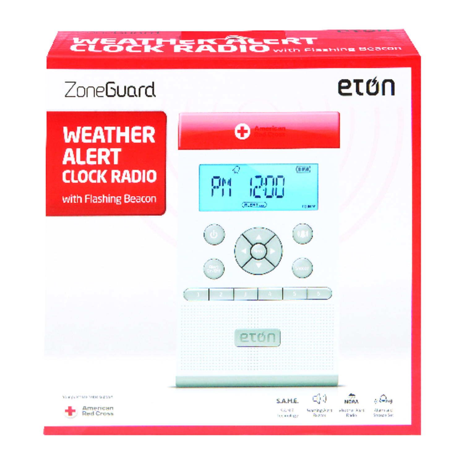 Eton White Weather Radio Digital Battery Operated