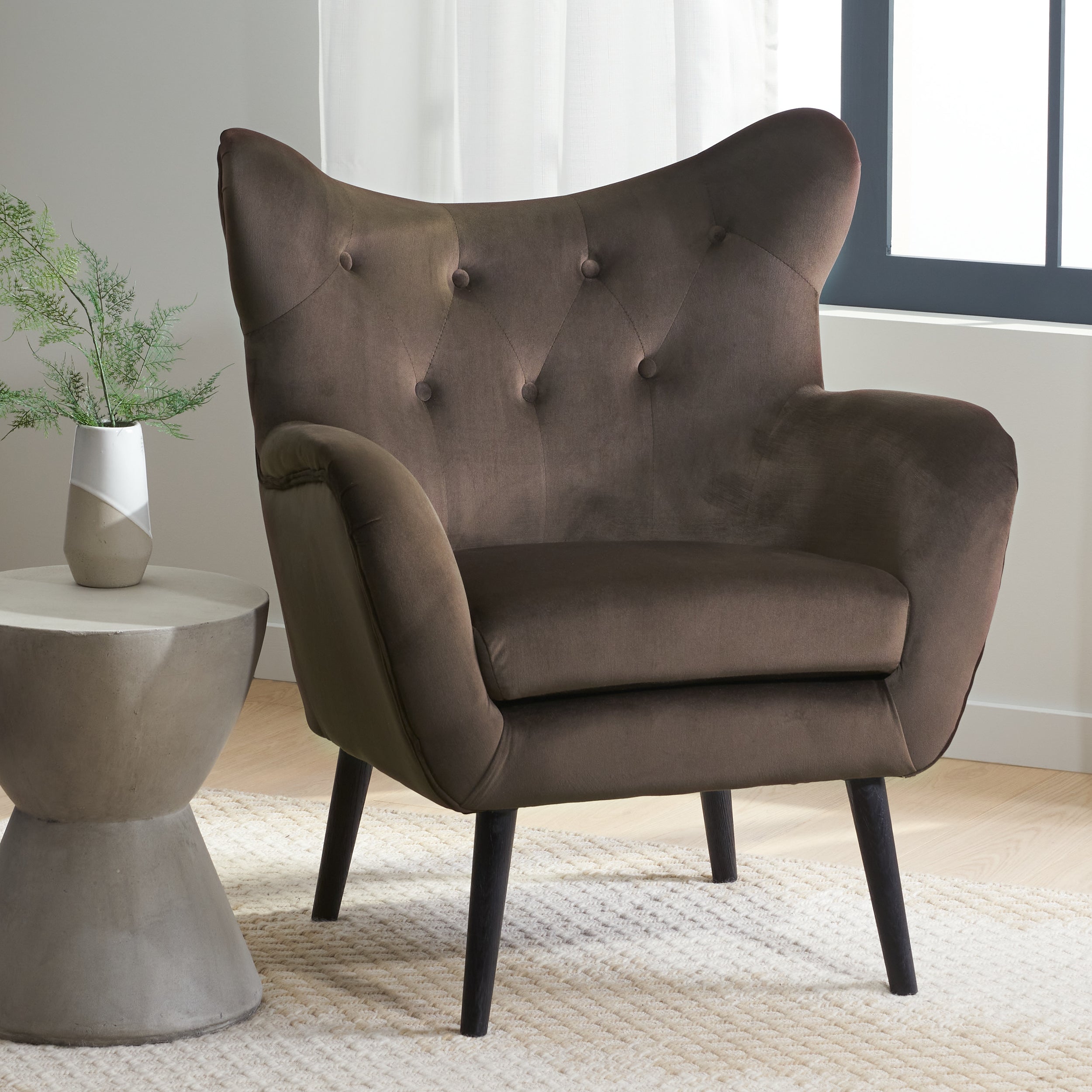 Danielle Brown Velvet Arm Chair