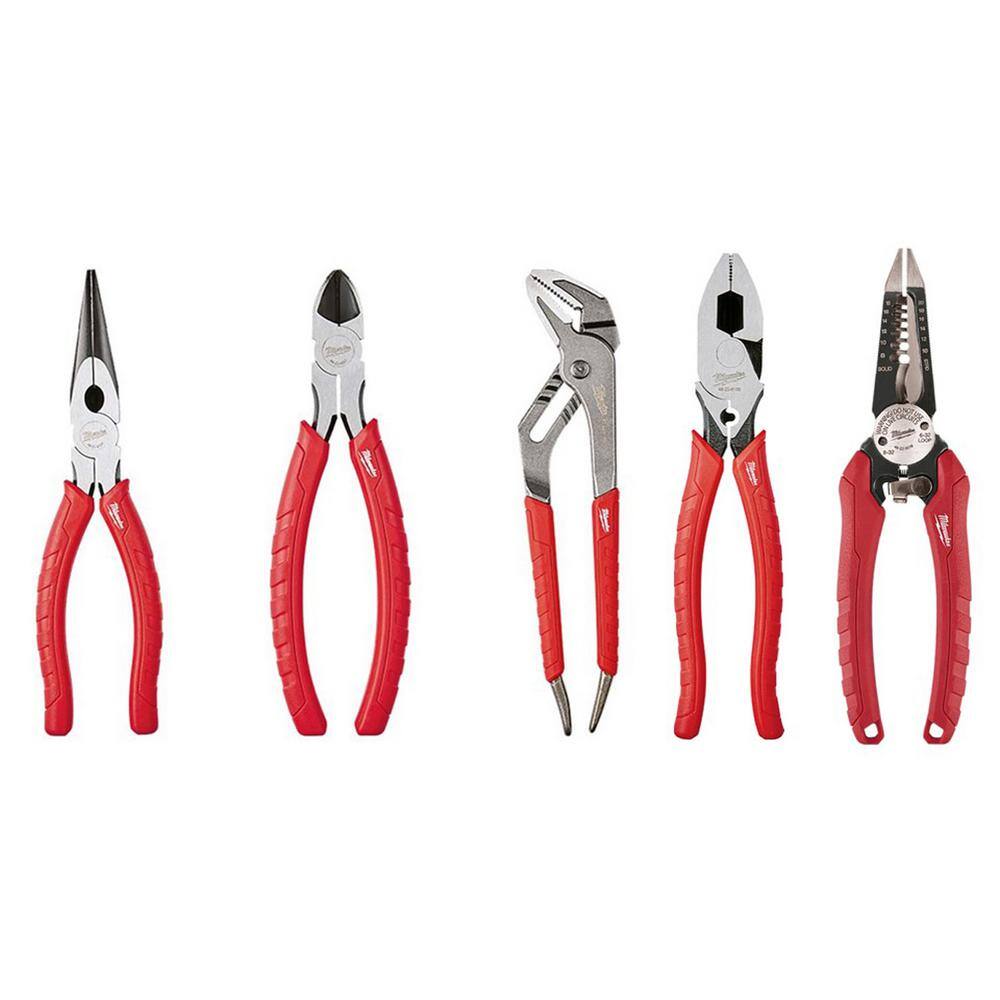 MW Electrician's Pliers Hand Tool Set (5-Piece) 48-22-6331-48-22-6100-48-22-3079