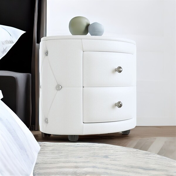 PU Nightstand with 2 Drawers - - 37952404