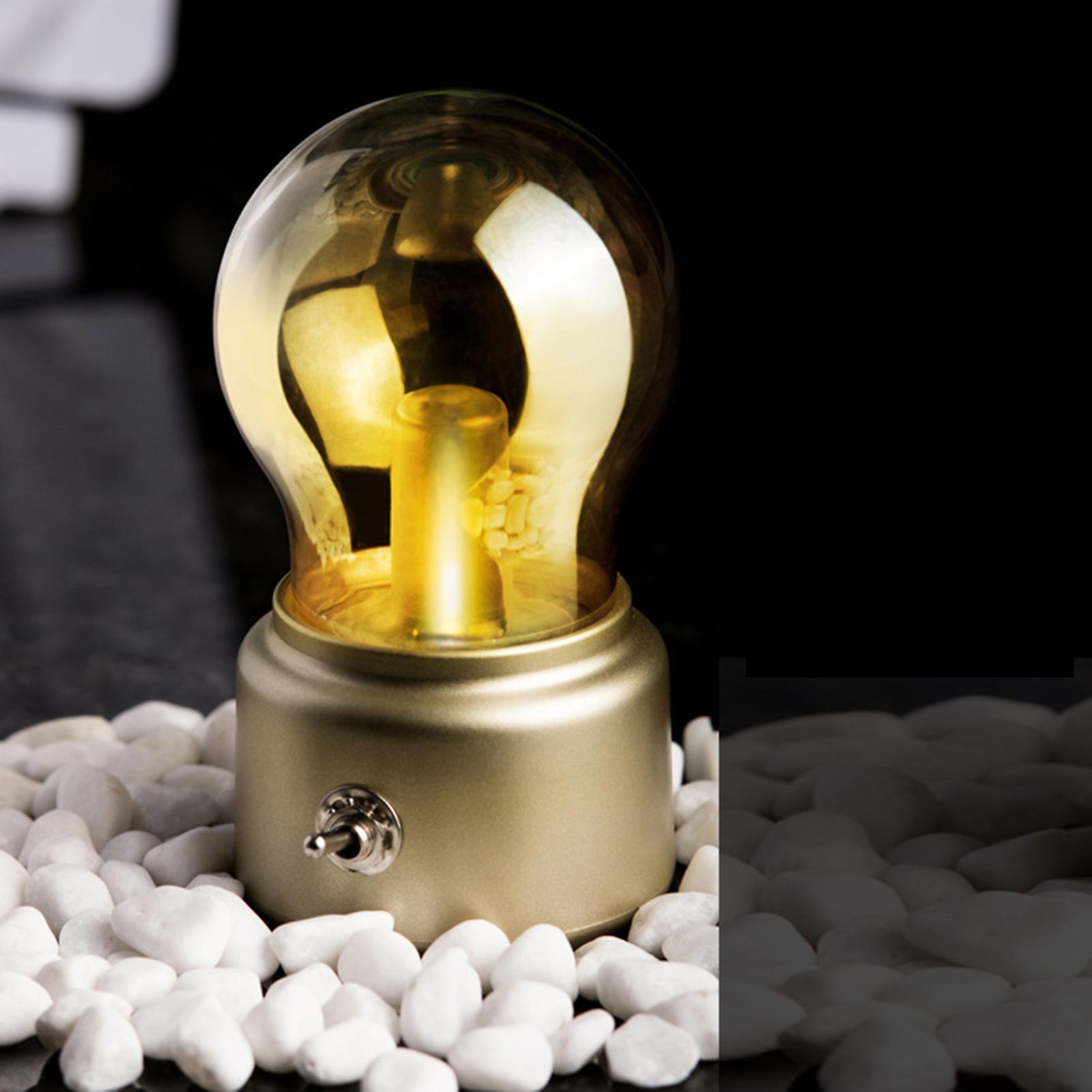 Retro Rechargeable Bulb Lamp Small Portable Night Light Eye Protection Bedroom Decoration Atmosphere Lamp No.215232