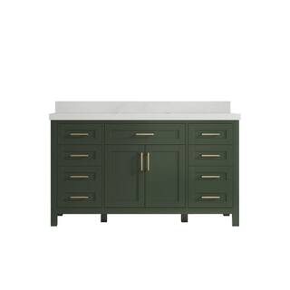 Willow Collections Cambridge 60 in. W x 22 in. D x 36 in. H Single Sink Bath Vanity in Pewter Green with 2 in Carrara Quartz Top CAM_PGN_CARQZ_60S