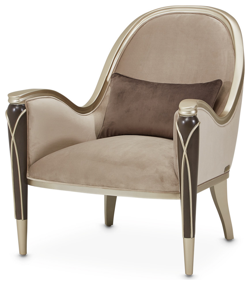 Villa Cherie Velvet Accent Chair   Porcini/Hazelnut   Midcentury   Armchairs And Accent Chairs   by Michael Amini  Houzz