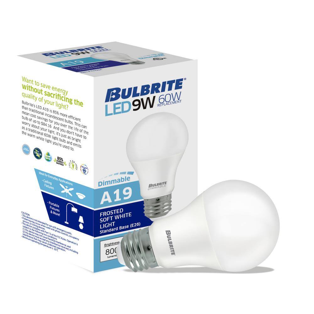 Bulbrite 60 - Watt Equivalent A19 Medium Screw LED Light Bulb Soft White Light 3000K 24 - Pack 861696