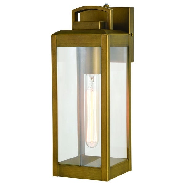 Kinzie 1 Light Brass Outdoor Wall Lantern with Dusk to Dawn Photocell - 5-in. W x 14.25-in. H x 6-in. D Shopping - The Best Deals on Outdoor Wall Lanterns | 39429429