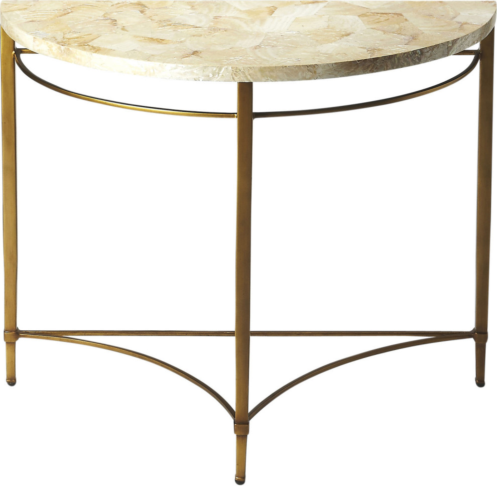 Marlena Cabebe Shell Demilune Console Table   Transitional   Console Tables   by HedgeApple  Houzz