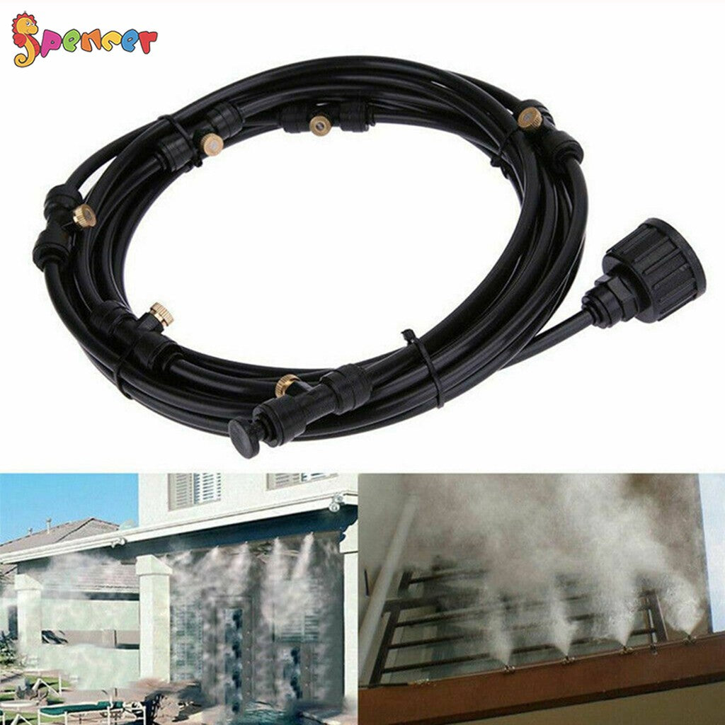 Spencer 6M/20FT Outdoor Patio Water Mister Misting Cooling System Garden Water Irrigation Brass Mist Nozzles for Patio Yard Lawn