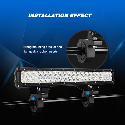 Nilight 20 Inch 126W Spot Flood Combo LED Light Bars Off-Road Light Mounting Bracket Horizontal Bar Tube Clamp with Wiring Harness Kit， 2 Years Warranty