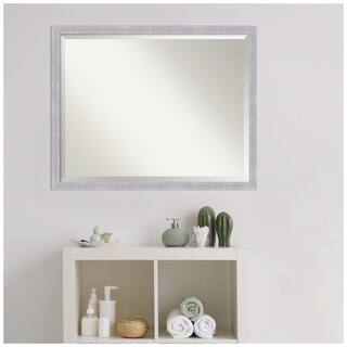 Amanti Art Grace 30 in. x 24 in. Modern Rectangle Framed Brushed Nickel Narrow Bathroom Vanity Mirror DSW5343055