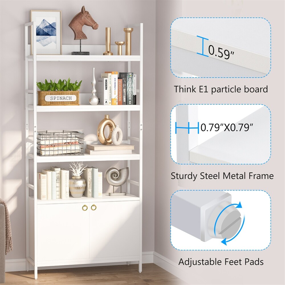 Bookcase with Door  Etagere Bookshelf with Storage Cabinet  Display Shelf