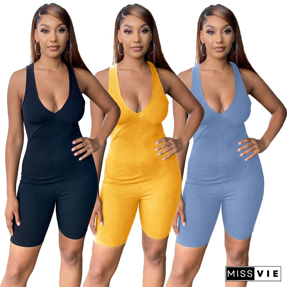 Multi-shoulder Strap Threaded Strip Romper