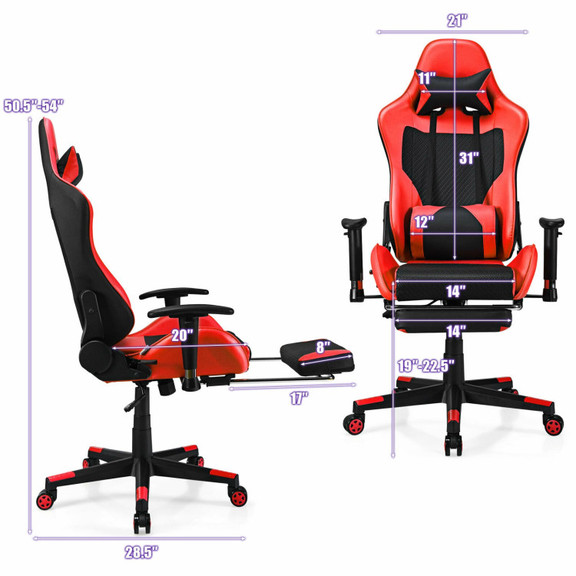 Costway 74285631 PU Leather Gaming Chair with USB ...