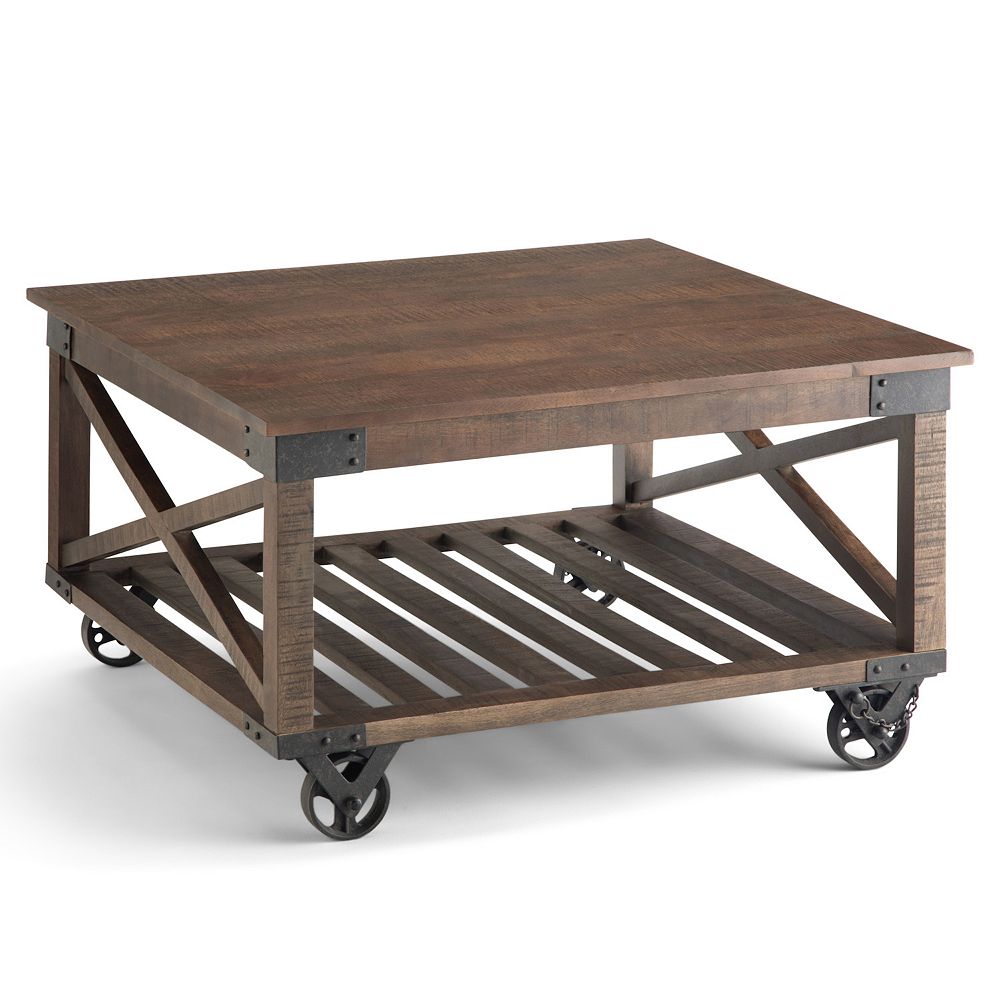 Simpli Home Harding Square Industrial Coffee Table - Distressed Dark Brown