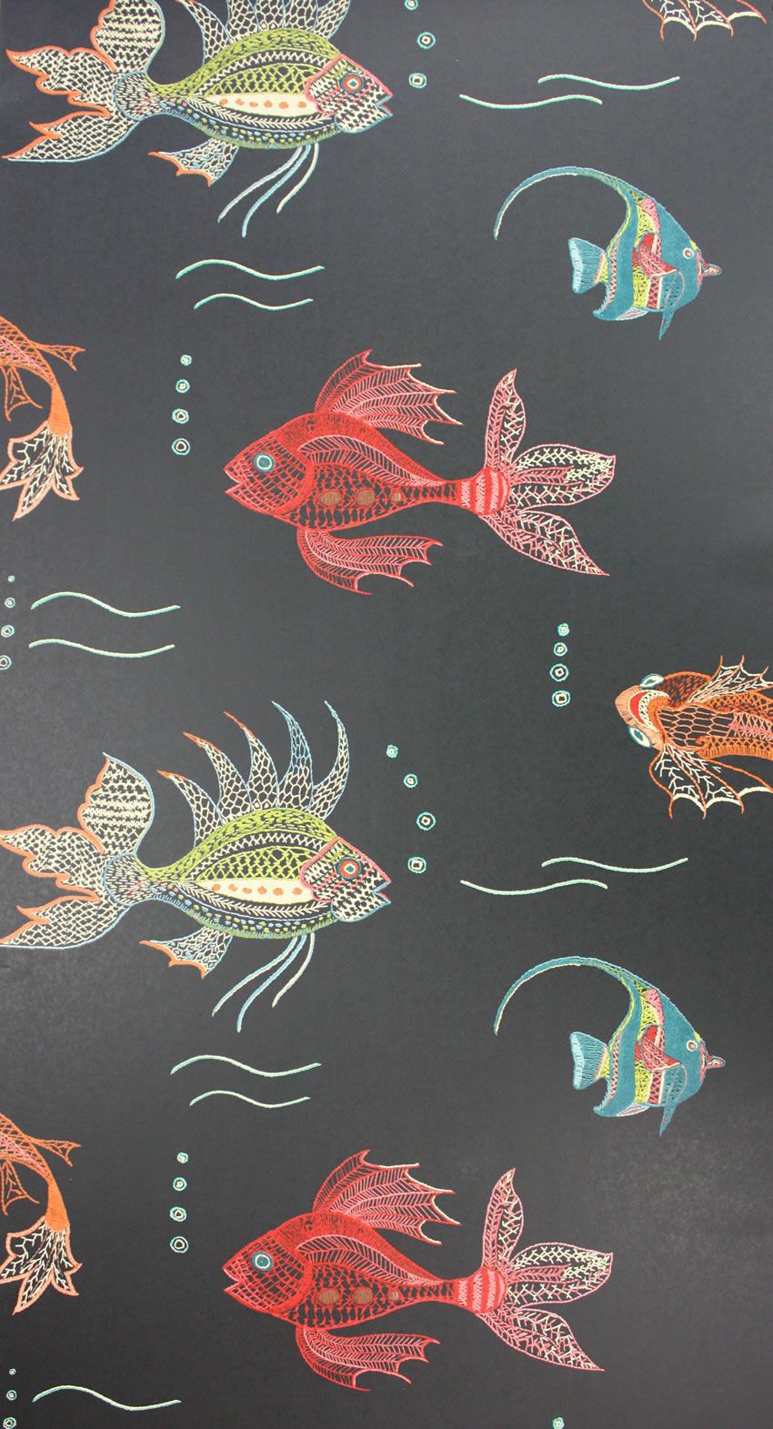 Sample Aquarium Wallpaper in Black and Multi-Color from the Perroquet Collection