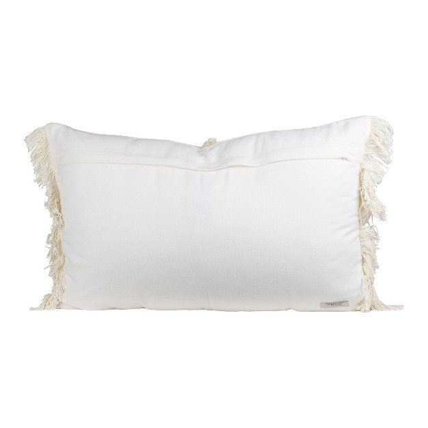 White Cotton With Polyester Fill 14x22 Hand Woven Pillow Foreside Home amp Garden