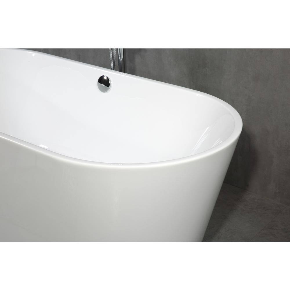 Abruzzo Skysea 66 in. Acrylic Flatbottom Freestanding Bathtub in White Skysea 66