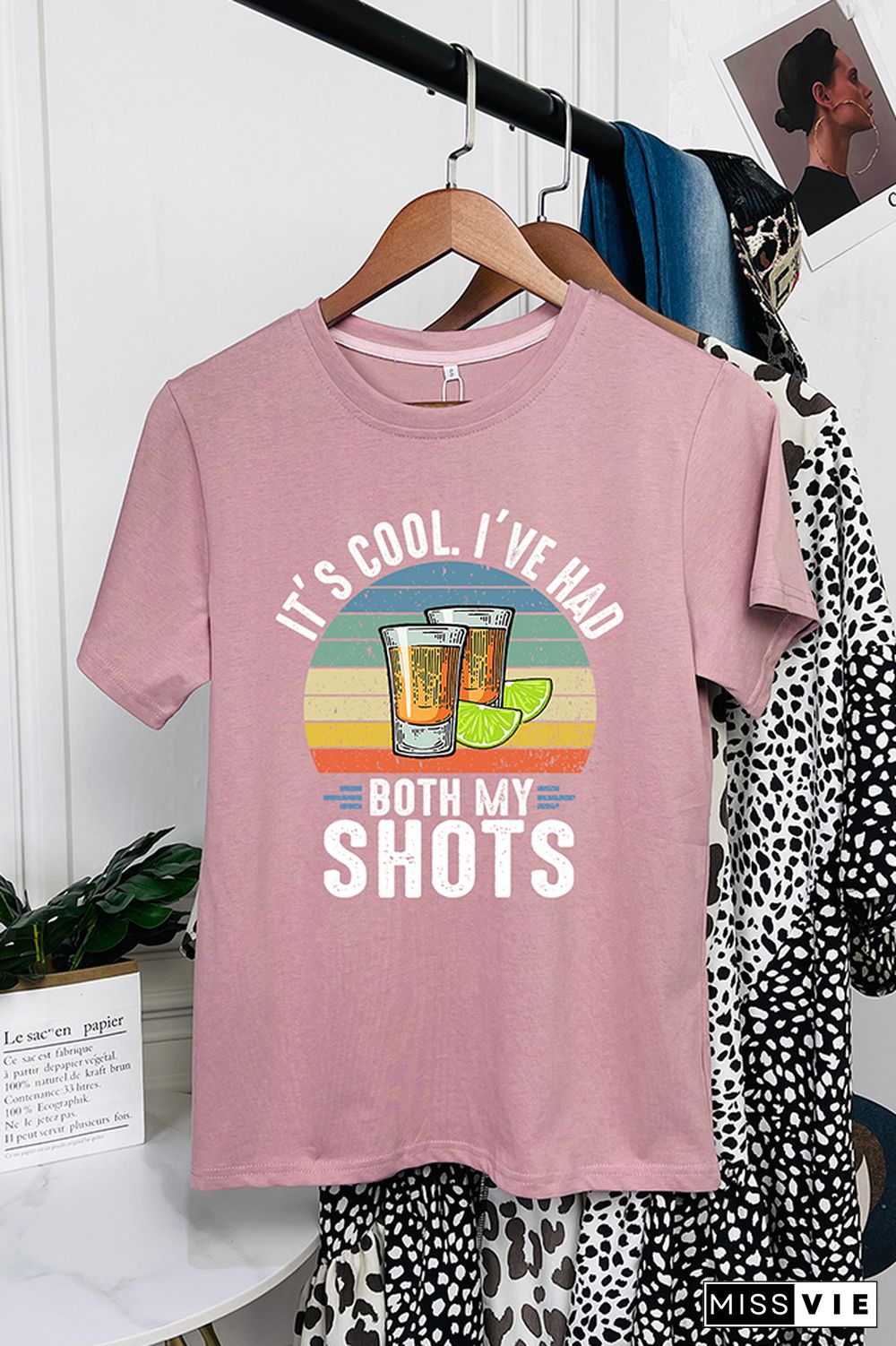 It's Cool I've Had Both My Shots Print Graphic Tees for Women Wholesale Short Sleeve T shirts Top