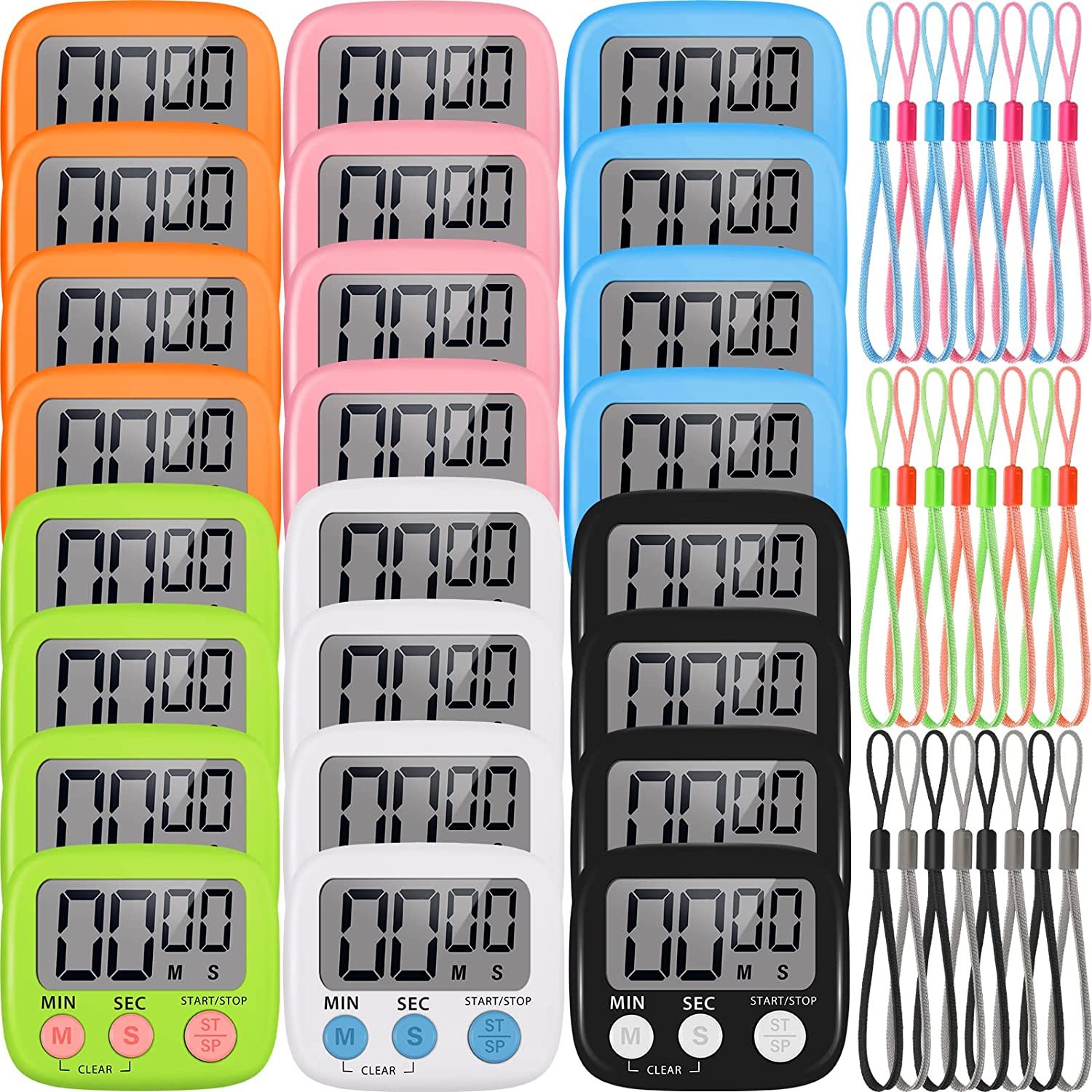 24 Packs Small Digital Kitchen Timer Magnetic Back And Switch Minute Second Count Up Count