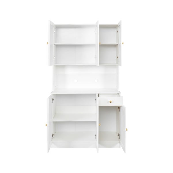 Modern High Wardrobe Cabinet，with 6 Doors，1 Open Shelves and 1 Drawer - - 37310973