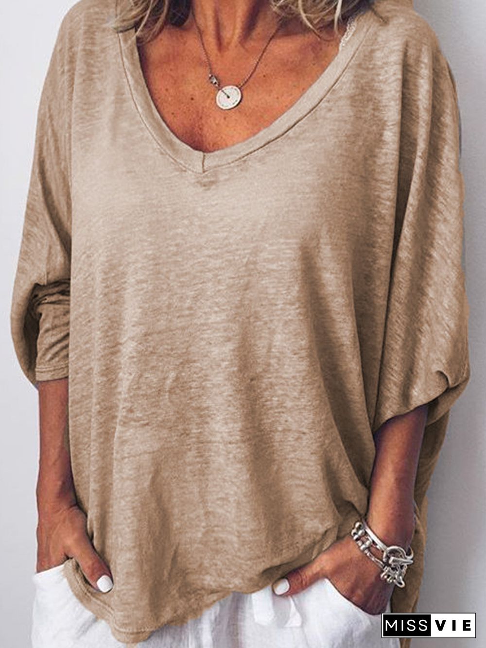 V Neck Long Sleeve T-Shirts