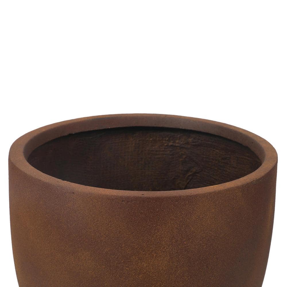 Luxen Home 17.2 in. H Round Tapered Rustic Brown MgO Composite Planter Pot WH035-DBZ