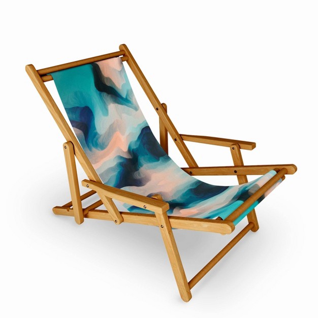 Marta Barragan Camarasa Abstract Tidal Waves Outdoor Sling Chair Deny Designs