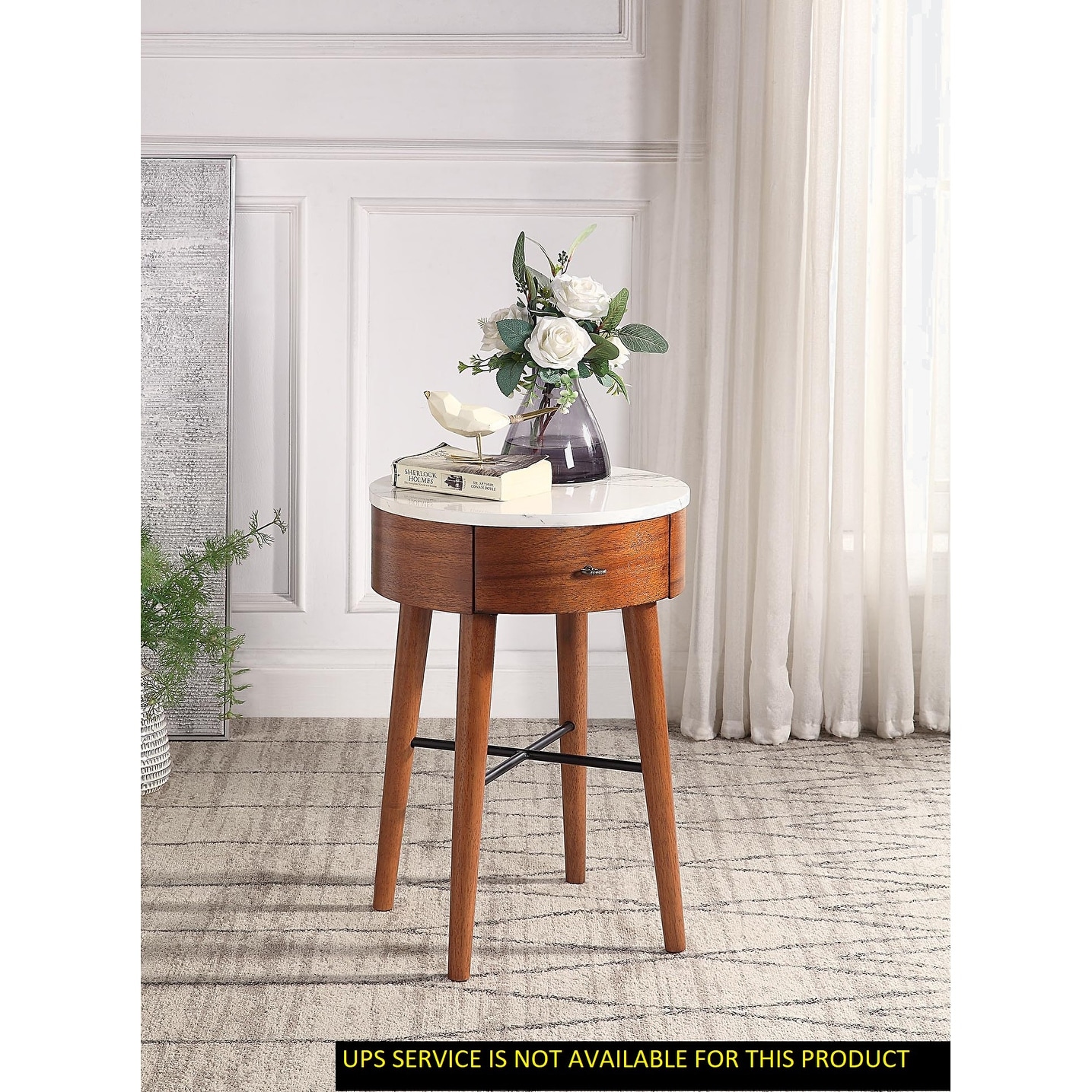 Walnut Finish 1pc Round End Table