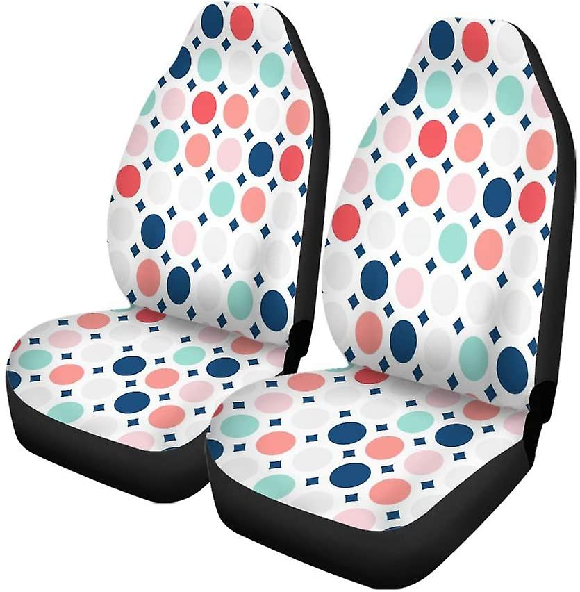 Set Of 2 Car Seat Covers Colorful Polka Dot Universal Auto Front Seats Protector Fits For Car，suv Sedan，truck D---45372