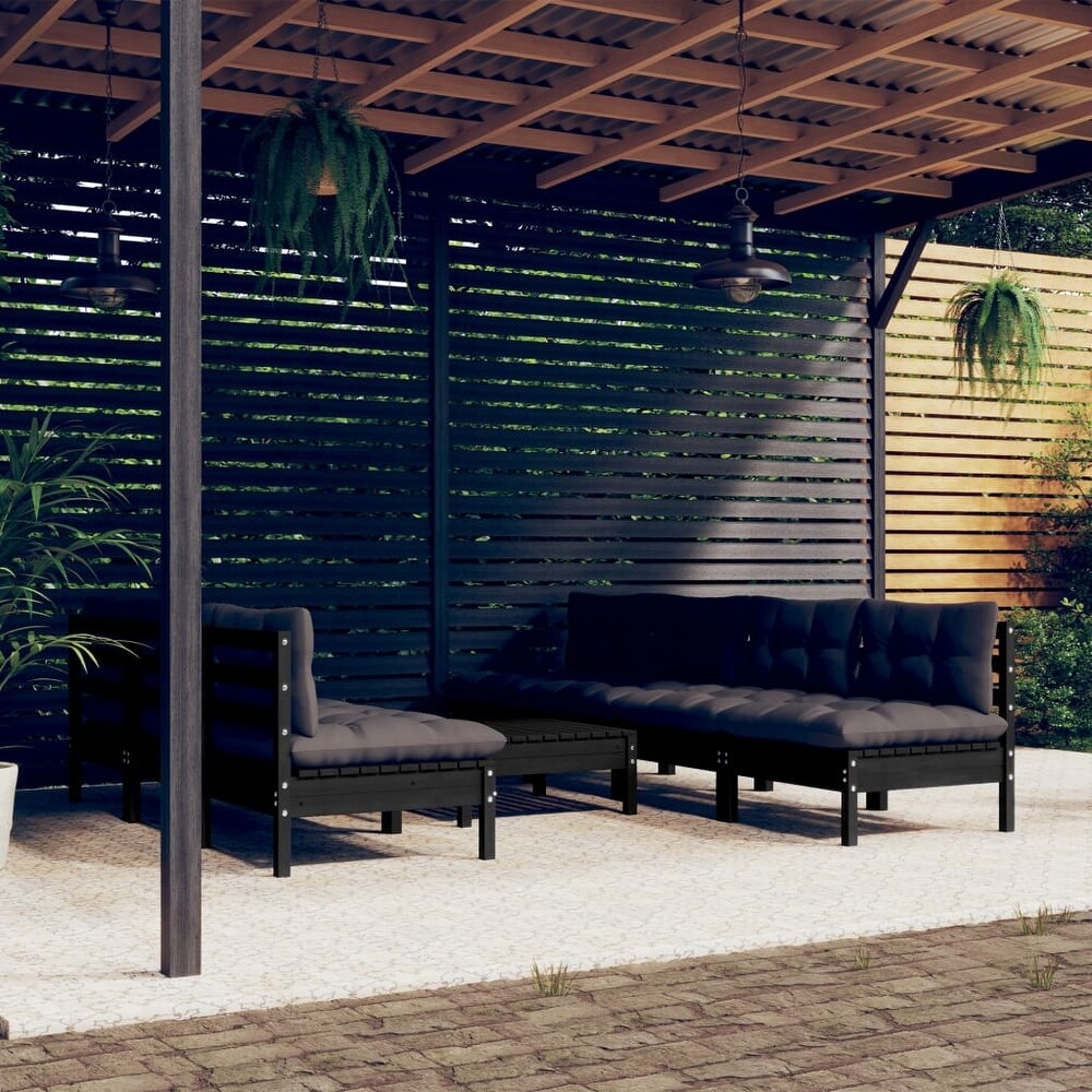vidaXL Solid Pinewood Patio Lounge Set 8 Piece with Cushions Multi Colors