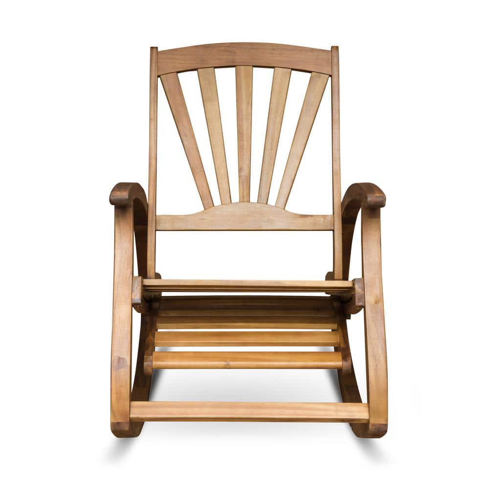 Noble House Sunview Teak Brown Wood Outdoor Rocking Chair