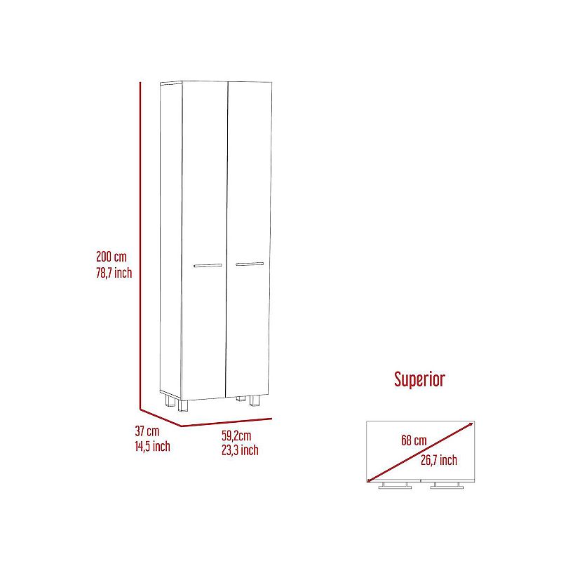 Pensacola， Double Door Pantry cabinet， Five Interior Shelves