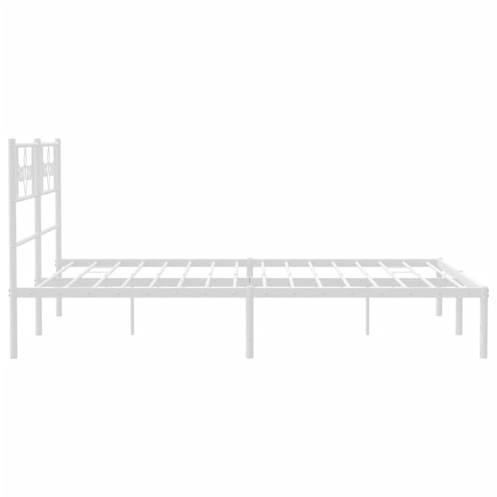 vidaXL Metal Bed Frame with Headboard White 53.1\