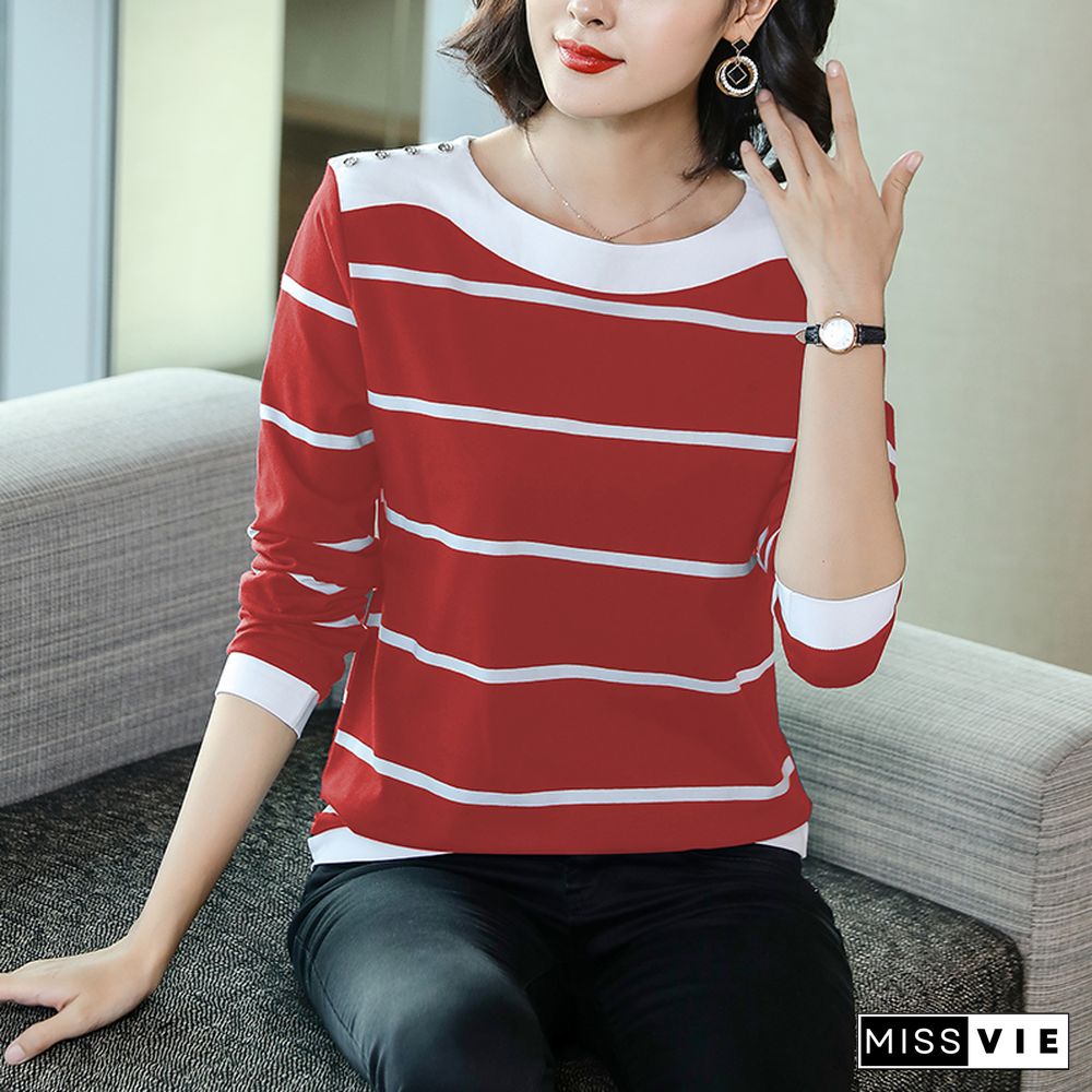 Bobokateer Long Sleeve Striped T Shirt Women Clothes Tee Shirt Femme T-Shirt Woman Tshirts Mujer Camisetas Koszulki Damskie