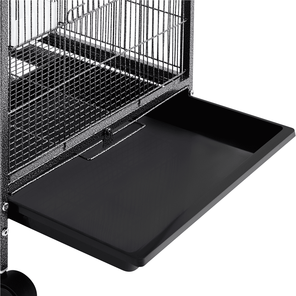 Easyfashion 40-Inch Open Top Parakeet Cage with Rolling Stand， Black