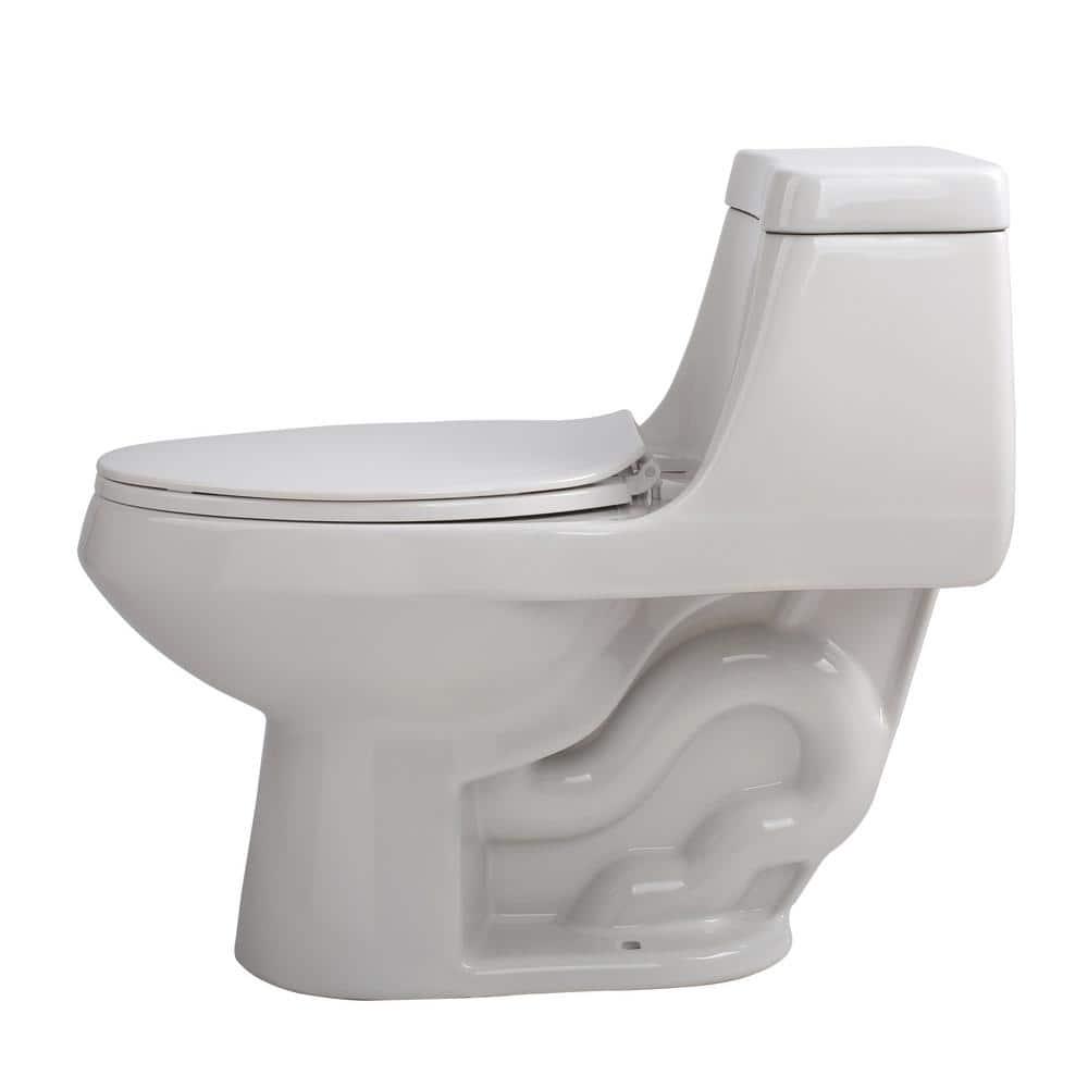 ANZZI Zeus 1Piece 128 GPF Single Flush Elongated Toilet in White