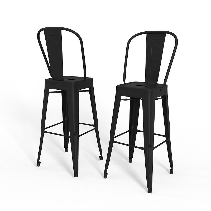 Simpli Home Fletcher Industrial Metal Bar Stool 2-Piece Set