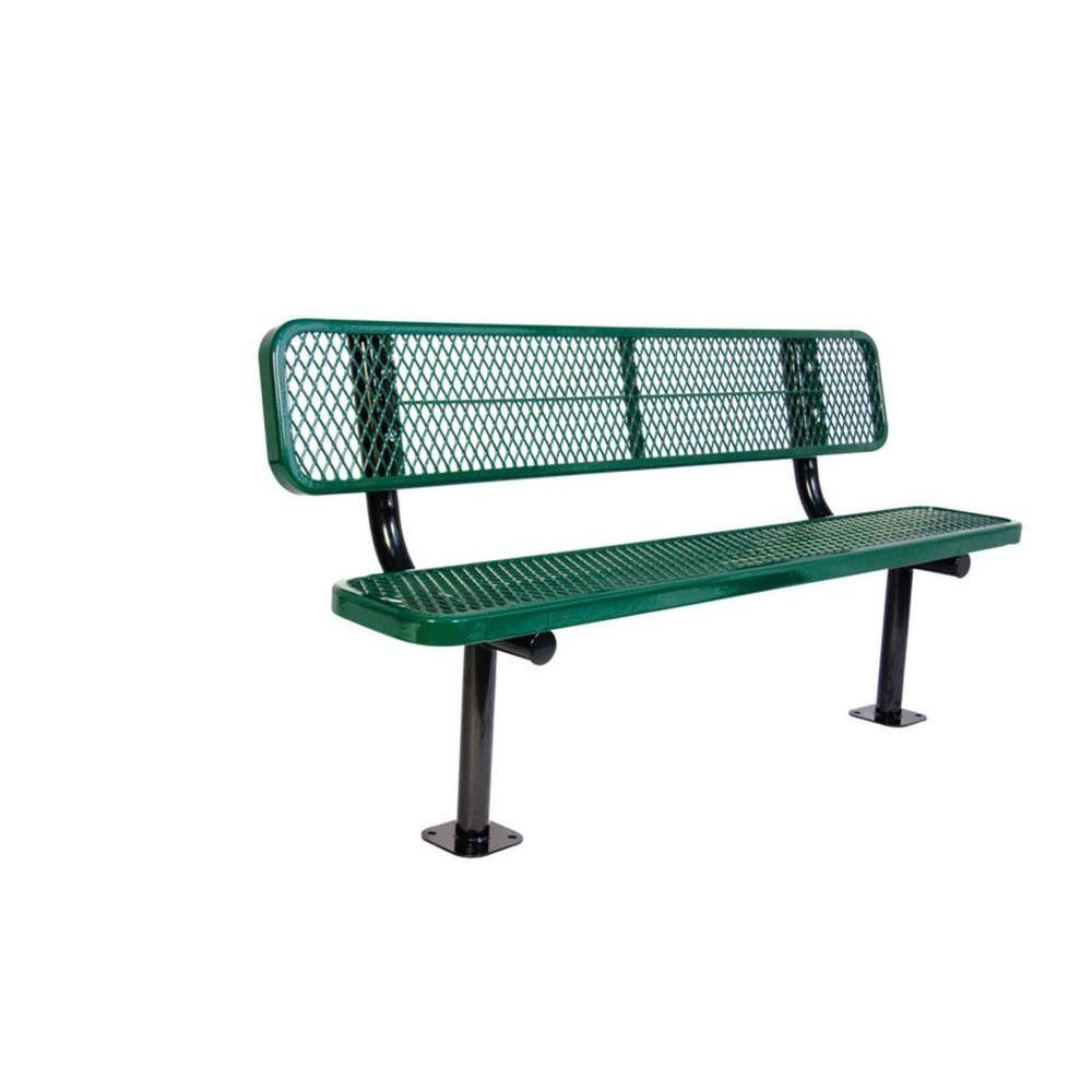 Ultra Play 6 ft. Diamond Green Commercial Park Bench with Back Surface Mount PBK940SM-V6G