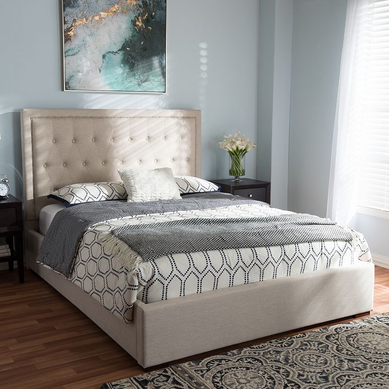 Baxton Studio Taylor Storage Tufted Platform Bed